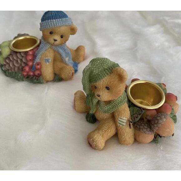 Set of 2 Bear Figurine Candle Holders - Picture 1 of 7